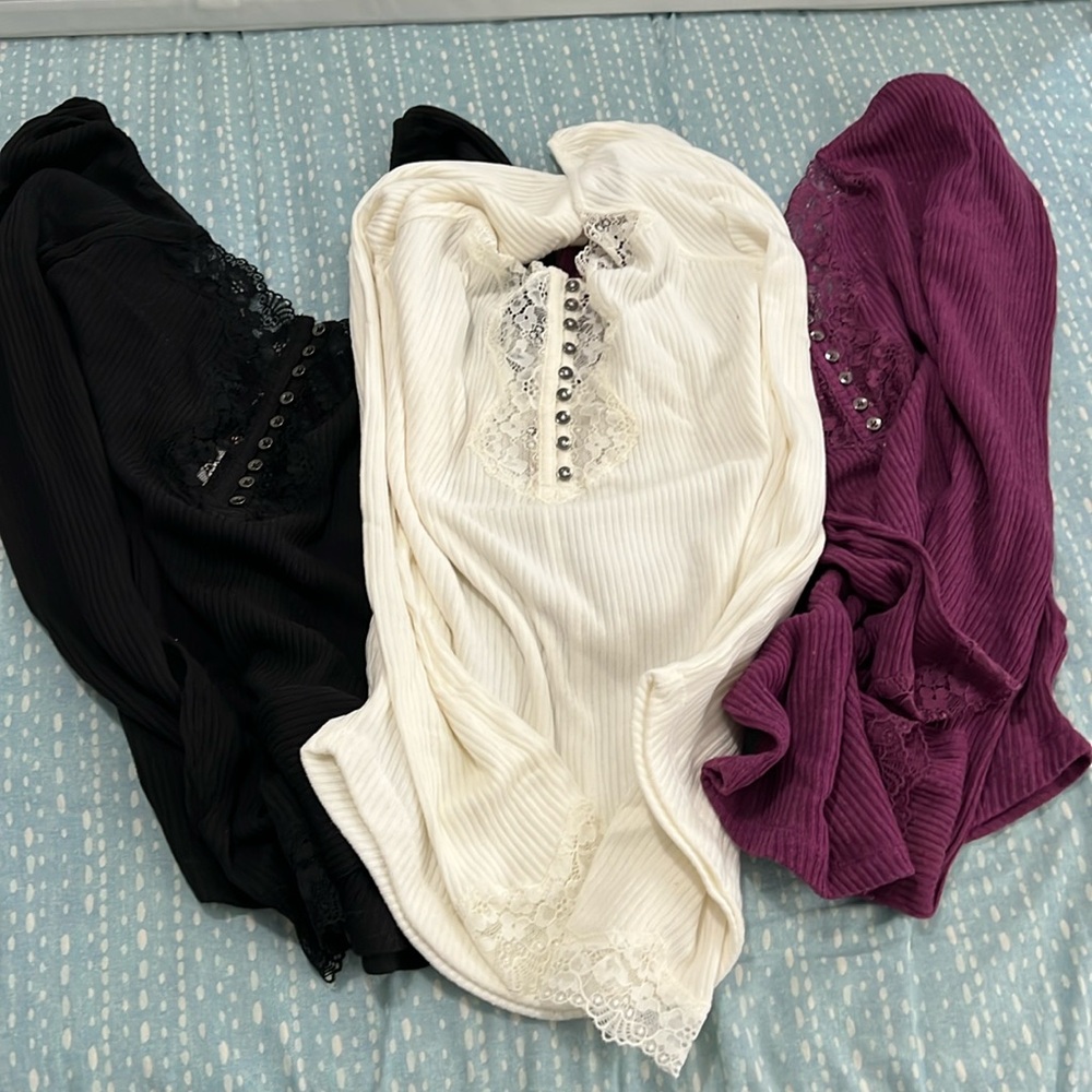 3 Free People lace henley tops